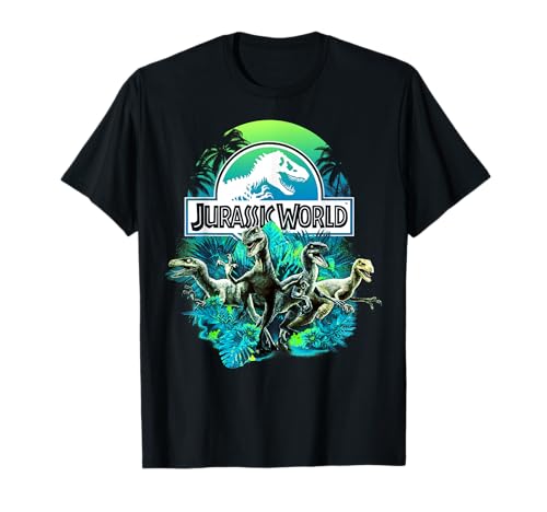 Jurassic World Blue Green Jungle Velociraptor Attack T-Shirt