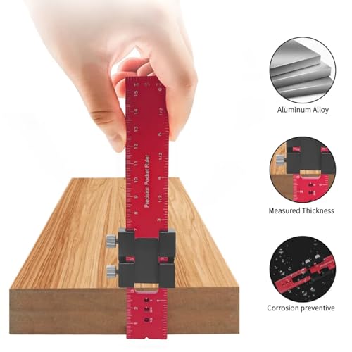 Precision Pocket Rule,Precision Slide Stop Scale Ruler-300mm Aluminum Alloy Scribing Tool for Woodworking,Adjustable Square & Flexible Measuring Tool for Carpentry Tools and Equipment - Image 3