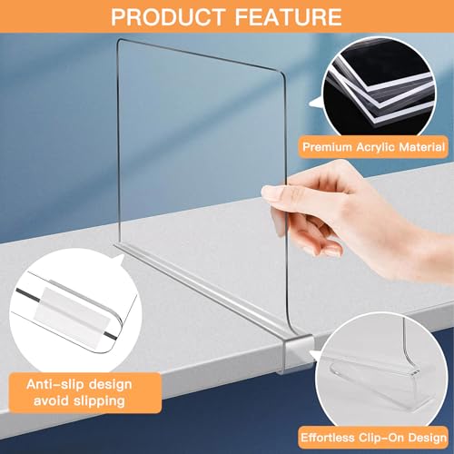Aphromirel 8 Stück Transparente Acryl Regaltrenner Multifunktionaler Regalteiler Adjustable without drilling für Schlafzimmer KüChen BüCherregale SchräNke Und Kleiderschrankteiler