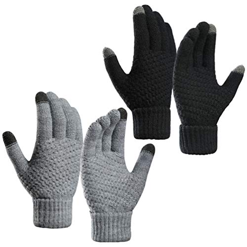 FAVOMOTO 2 Pares de Luvas de Malha de Inverno para Tela Sensível Ao Toque Luvas Quentes E Macias Luv