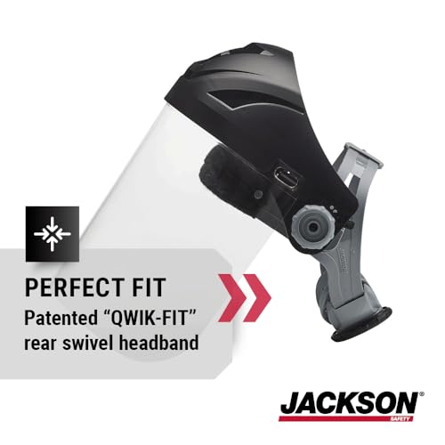 Jackson Safety Lightweight F4XP Premium Face Shield - Mask & Crown with 370 Speed Dial Ratcheting Headgear, ANSI Z87.1, for Work, Grinding, Cutting, Universal Pin Pattern - Uncoated - Clear Tint - Thumbnail 6