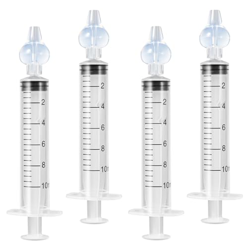 Diboniur 4 Pcs Jeringa Lavado Nasal Bebe 10 ml, Portátil Jeringuilla Lavado Nasal Bebe, Reutilizable Lavado Nasal Bebe con Punta de Silicona Suave, Seringa Lavagem Nasal Bebe Seguro y Cómodo