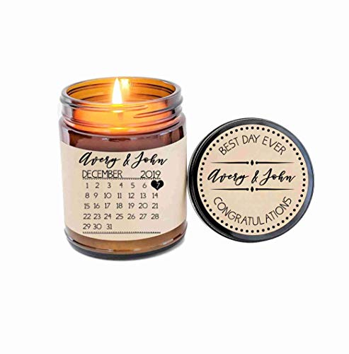 Save the Date Calendar Personalized Calendar Gift for Bride Bridal Shower Gift Newlywed Gift for Couple Scented Candle Custom Soy Candle