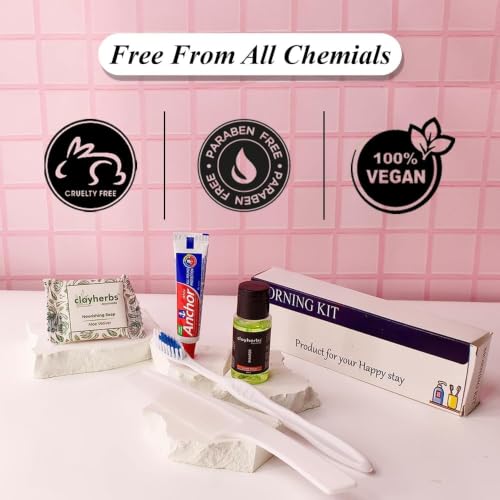 Image of Pack-50kit Morning Kit In Card Box and Free Dental Floss With Each Kit | Hotel Accessories | Hotel Guest House Toiletries Kit | 20 Ml Shampoo, 15g Soap, Comb, 8g Toothpaste & A Brush