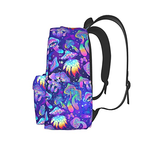 Molian Psychedelic Colorful Mushrooms Stylish Backpack With Adjustable Padded Shoulder Straps Daypacks For College Travel One Size #TOP2