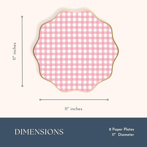 Image of Bonjour Fete Elegant Light Blue Gingham Plates, Pack of 8, 10.75 inch