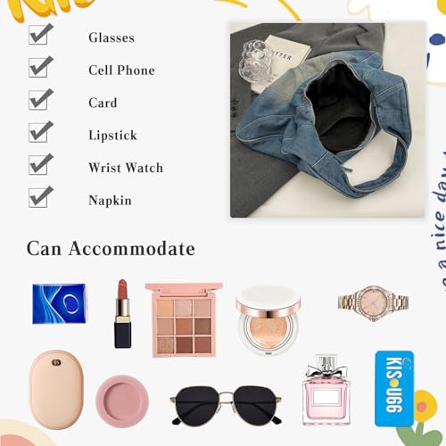 Image of CORIOS Women Denim Handbag Large Capacity Shoulder Bag Casual Tote Bag Retro Top Handle Bag Jean Purse Lightweight Hobo Bag