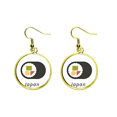 Pendientes de sushi para cenas tradicionales y moda urbana pendientes colgantes dorados