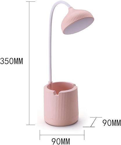 Miniatura 6 de Lámpara de escritorio para dormitorio universitario, luz de escritorio LED, rosa, luz ajustable de 3 velocidades, con soporte para bolígrafo, cable