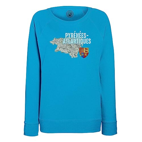 Sweatshirt femme Pyrénées Atlantiques 64 imprimé carte ancienne de Pau