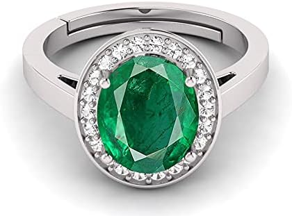 Natural 7.25 Ratti Lab Certified Emerald Panna 925 Sterling Silver Oval Shape Solitaire Adjustable Ring - Image 6