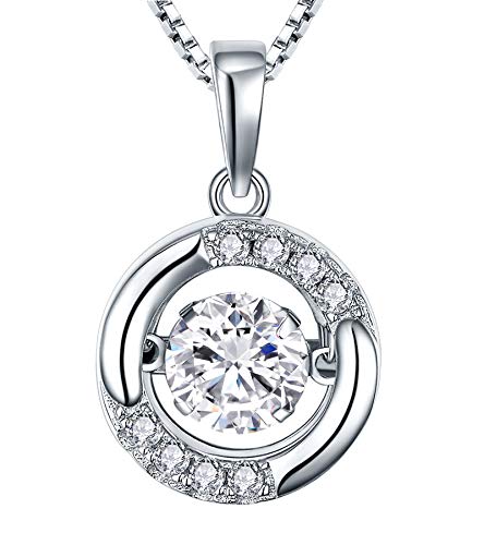 Yl Halo Necklace 925 Sterling Silver Dancing Diamond Solitaire Pendant Round Cubic Zirconia Jewelry For Women #TOP30