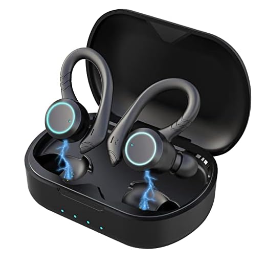 Lopnord Wireless Earbuds Bluetooth Headphones with Charging Case, IPX7 Waterproof Sports True Wireless Earbuds with Ear Hook, Earbuds Noise Cancelling with Microphone for Outdoor Running