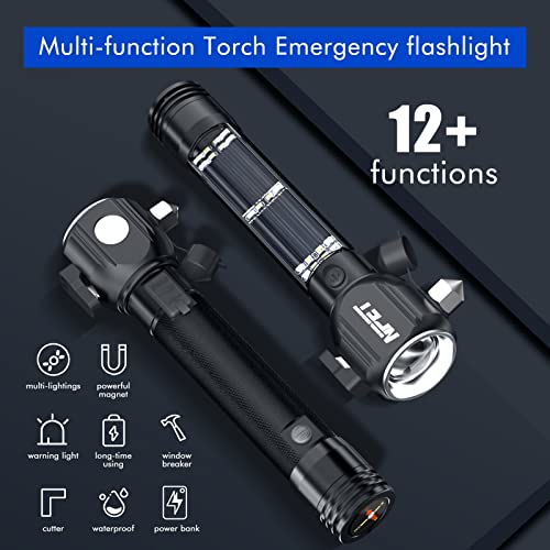 image for NPET T10-2 Car Flashlight 1000 Lumens LED COB Light Solar Powered USB 