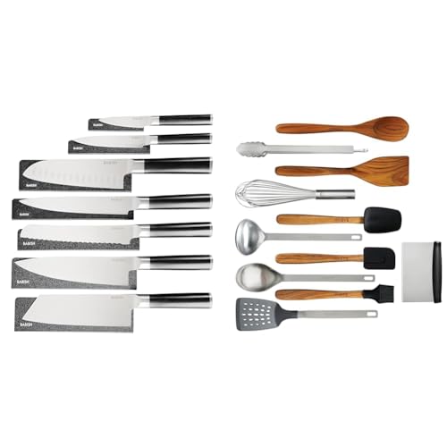 Comparison: Best Mccook 15 Piece German Forged 10 Babish High-Carbon 1.4116 German Steel 14 Piece Full Tang Forged Kitchen Knife Set W/Sheaths & 11 Piece Essential Teak Wood, Silicone, and Stainless Steel Tool Set