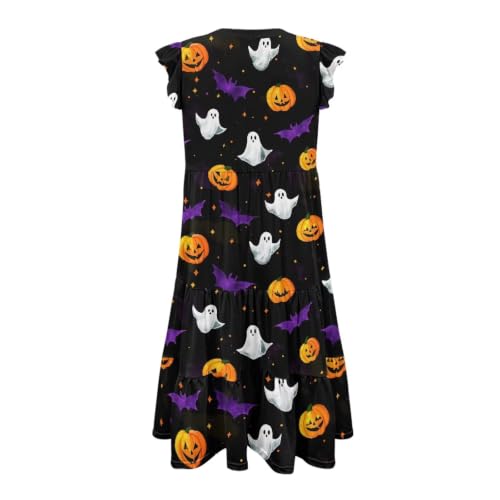 Image of Womens Summer Dress Ruffle Sleeve V Neck Dress Casual Fit Flowy Beach Vacation Sundress with Pocket S-2XL