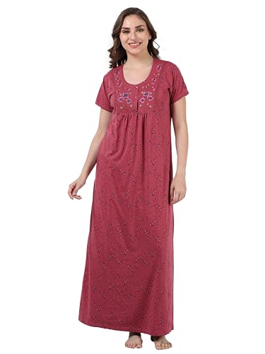 Image of 9shines Label Cotton Blend Nighty Nightgown Nightdress All Over Print Maxi for Women (5256)