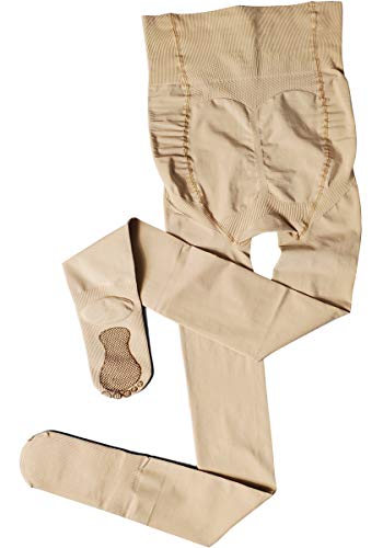 Bradoria Women's High Waist Stocking - Slimming Pantyhose Leggings with Foot Pads, Beige (One Size)