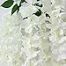 24 Pack (86.6 FT) Artificial Wisteria Vine Ratta Fake Wisteria Hanging Garland Silk Long Hanging Bush Flowers String Home Party Wedding Decor (New-White, 24pcs)