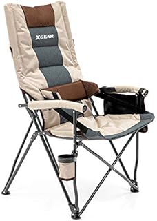 XGEAR Leisure Folding Camping Chair With Adjustable Lumbar Support High Back Design For Superior Comfort&Heavy Duty