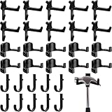 Qiyaz 30 Pcs Storage Shed Tool Hooks Shed Accessories Compatible with Suncast/Craftsman J/U/V Shaped Tool Hanger Shelves Garden Garage Storage Organization Accessories for Hanging Shovel Rake(Black)