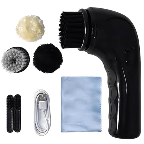 Electric Shoe Polisher Kit with 4 Replaceable Brush Heads, 2000 RPM for Efficient Cleaning of Shoes, Bags, and Sofas