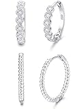 【REGALO PERFECTO】: Dale este arete Bling CZ Huggie y el elegante arete flaco como un regalo único para tus seres queridos, como amante, novia, esposa, prometida, madre, hija, tu amigo o para ti. Expresa tu amor hacia ellos y haz que se sientan muy especiales y encantadores.