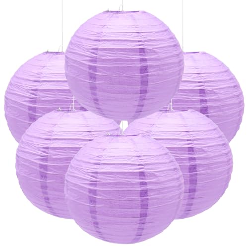 Ruidee 6 Pezzi Lanterne di Carta 30cm Lanterna di Carta Rotonde da Appendere in Carta Lanterne Lanterna di Carta per Decorare Luci e Decorazioni per Matrimoni Compleanni Diametro (ZDL/Purple)