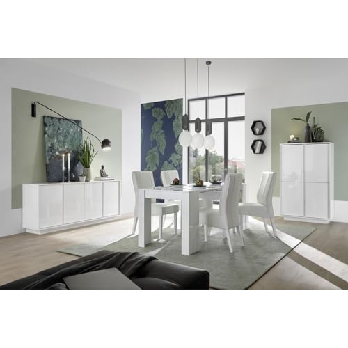 AltoBuy LYSIANE - Ensemble Séjour Complet Finition Blanc Laqué Brillant Weiss