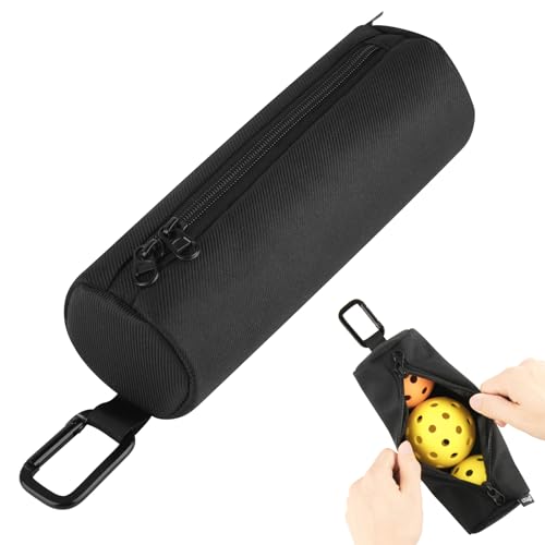 Cosmos Pickleball Ball Holder Bag Tennis Ball Pouch Portable Pickle Ball Carrying Storage Bag Waist Bag with Hook Travel Accessory Pouch Holds 3 Pcs Pickleball Ball Ball NOT Included (Black)