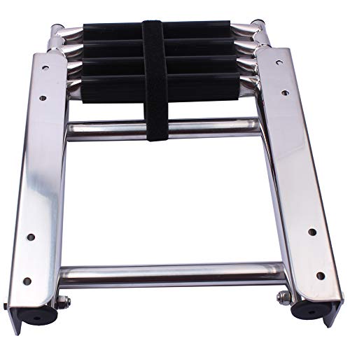 Telescoping 4 Step Boat Ladder Stainless Steel Under Platform Ladder Slide Mount Extendable Ladder 900 Pound Capacity For Marine Yacht/Swimming Pool #TOP5