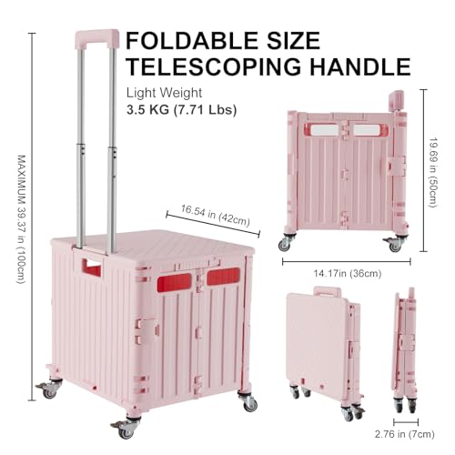 image for MACOPRO Folding Utility Cart Portable Rolling Crate Handcart Shopping 