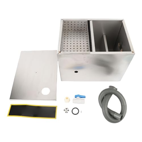 Commercial Grease Trap, Stainless Steel Interceptor, Top Inlet Commercial Grease Interceptor for Restaurant Kitchen Tools, Grease Interceptor Traps for Home Canteen Kitchen