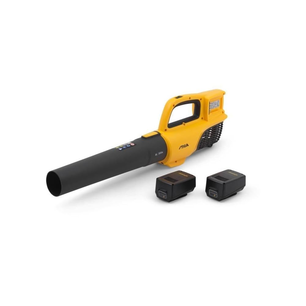 Sopladores de batería STIGA BL 300e Kit - Baterías 2x20V, Control de 2 velocidades, Velocidad máxima del Aire de 42 m/s, diseño ergonómico, Carga a Bordo y Estuche de Pared