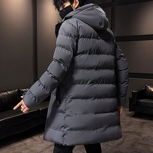 TIYRUS Jaqueta de algodão de comprimento médio masculina com capuz cor sólida jaqueta de algodão sol