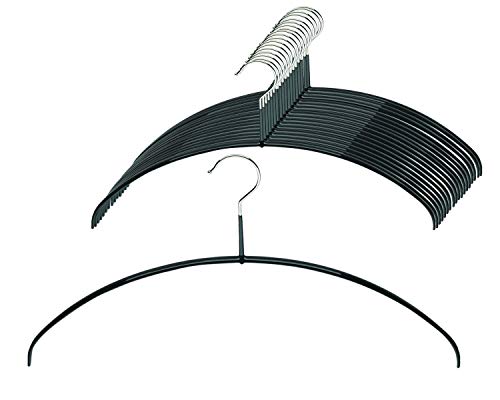 Mawa by Reston Lloyd, Euro Ultra-Thin Series, Non-Slip Space Saving Clothes Hanger, Style 40/PT for T-Shirts, Blouse, & Sun Dresses, Set of 180, Black