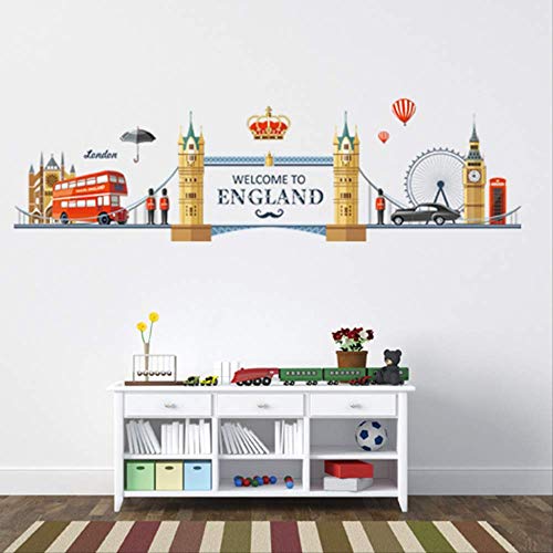Autocollant Mural Stickers Muraux Chambre À Coucher Tv, Stickers Muraux Créatifs Pour La Décoration De La Maison - Vues Romantiques De Londres 220 X 90Cm