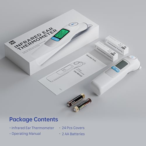 Ohrthermometer, Ohr Fieberthermometer für Baby Erwachsene, digitales infrarot-Thermometer mit 24...