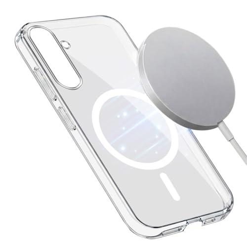 Image of Jkobi Lifetime Anti-Yellow MagSafe Compatible Clear Back Cover Case for Samsung Galaxy A55 5G (Sleek Hard Crystal | Shockproof and Camera Protection)
