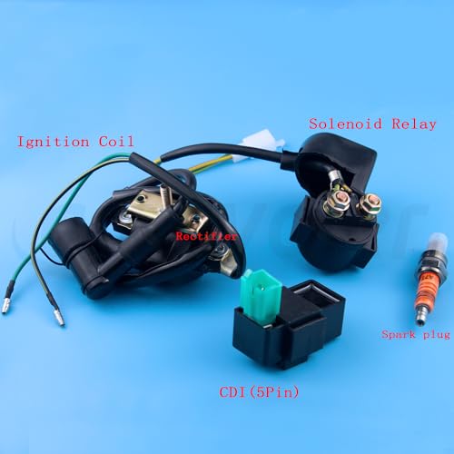 Amavoler Complete Electrics Stator Coil CDI Wiring Harness Spark Plug Kits Aftermarket Replacement Parts Fit for 50cc 70cc 110cc 125cc ATV Go Kart Quad 4 Wheeler Dirt Pit Bikes.