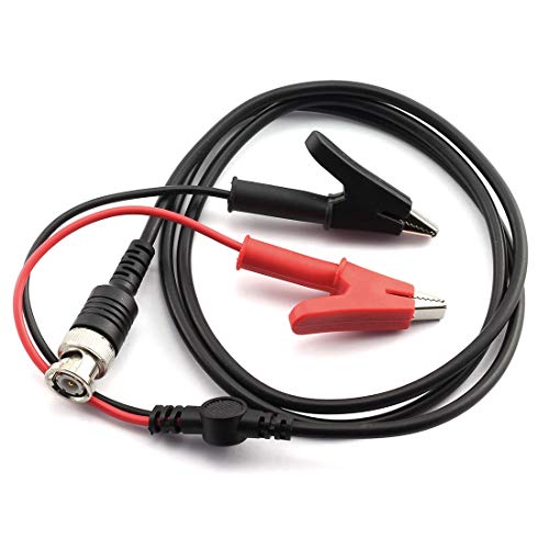 DZS Elec 1-Pack BNC Male Plug to Copper Alligator Clips Test Lead Set BNC Q9 Probe for Oscilloscope, Signal Generator etc.