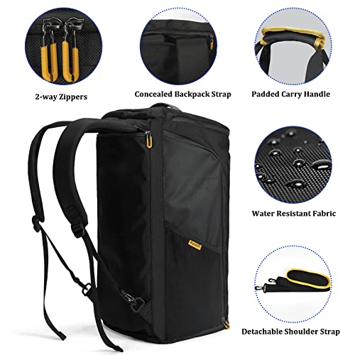 Gym Duffle Bag For Men Women, Travel Duffel Bag Backpack With Shoe Compartment & Wet Pocket, 50L Waterproof Sports Overnight Weekender Bag With Usb Port, Black #TOP6