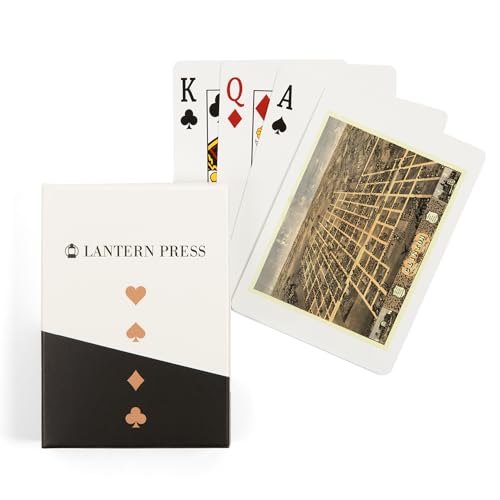 Lantern Press Clinton Illinois Mapa Panorámico Naipes Poker