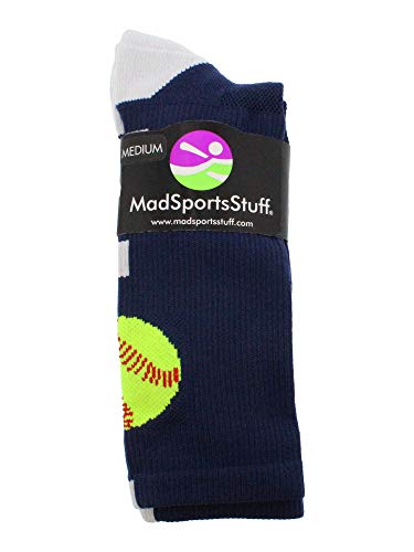 Image of MadSportsStuff Softball Logo Athletic Crew Socks (Multiple Sizes and Colors)
