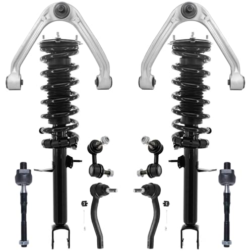 Image of Detroit Axle - 10pc RWD Front Struts Kit for 2006-2007 INFINITI M35, 2 Struts with Coil Spring 2 Upper Control Arms with Ball Joint 2 Sway Bar Links 4 Outer Inner Tie Rod Ends Replacement Suspension