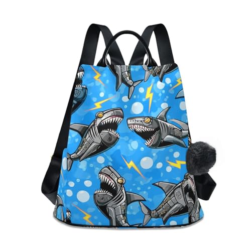 Sac à dos requin robot femme tendance léger plusieurs compartiments