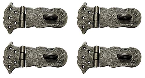 Adonai Hardware "Paran" Heavy Duty Cast Iron Safety Locking Hasp and Staple (6" x 4 Pack, Antique Nickel) for Vintage Pirates Treasure Chest, Trunks, Wooden Jewelry Box, Cases, Furniture and Sheds