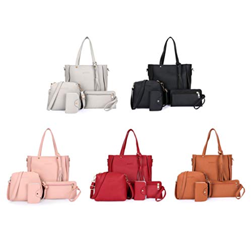 Baoblaze 4PACK Bolsa De Couro Feminina Bolsa De Ombro Bolsa Bolsa Titular De Cartão Conjunto De Saco