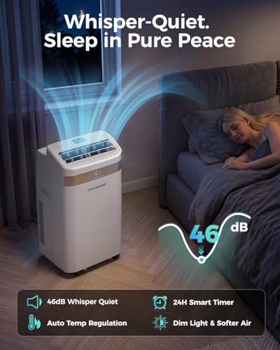 Image of HAUSHOF 12000 BTU Portable Air Conditioners, Portable AC with Cool, Fan, Dry & Sleep Mode, AC Unit Portable with 35-70 Auto Swing, Remote Control,24H Timer, Window Kit & Exhaust Hose Sleeve Included