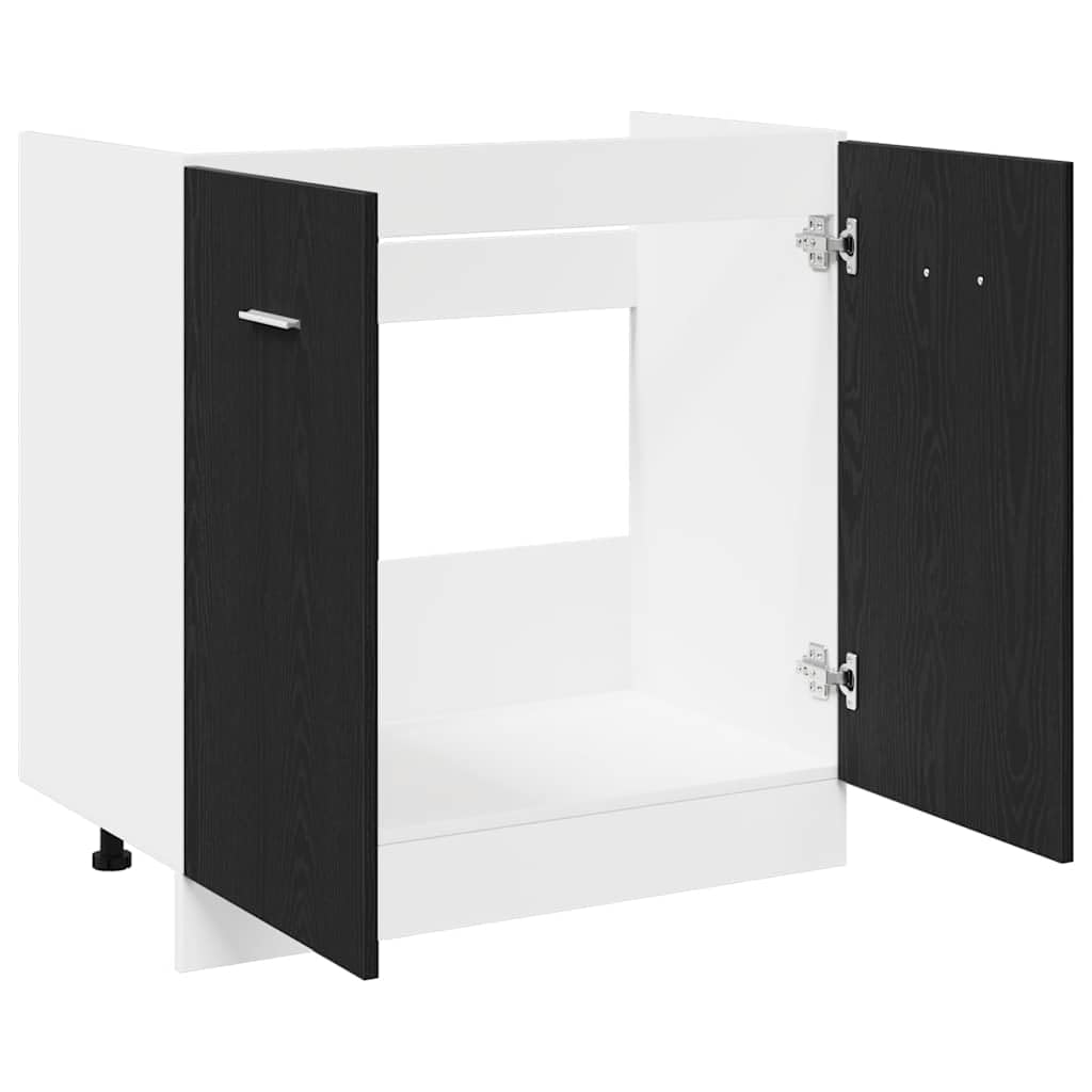 vidaXL Mobile sotto Lavello Rovere Nero 80x46x81,5 cm Legno Ingegnerizzato